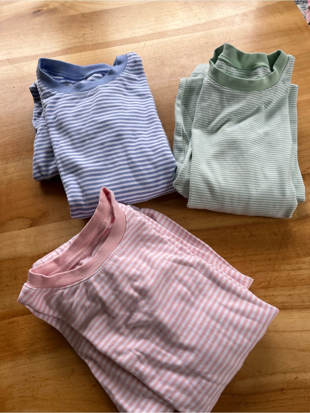 Set of 3 Girls Lake Striped Pajama Sets Pink, Blue & Green